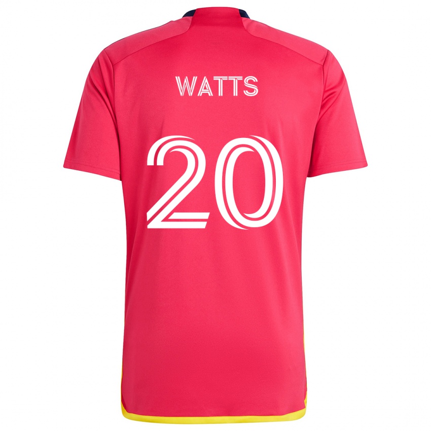 Uomo Maglia Akil Watts #20 Rosso Blu Kit Gara Home 2024/25 Maglietta