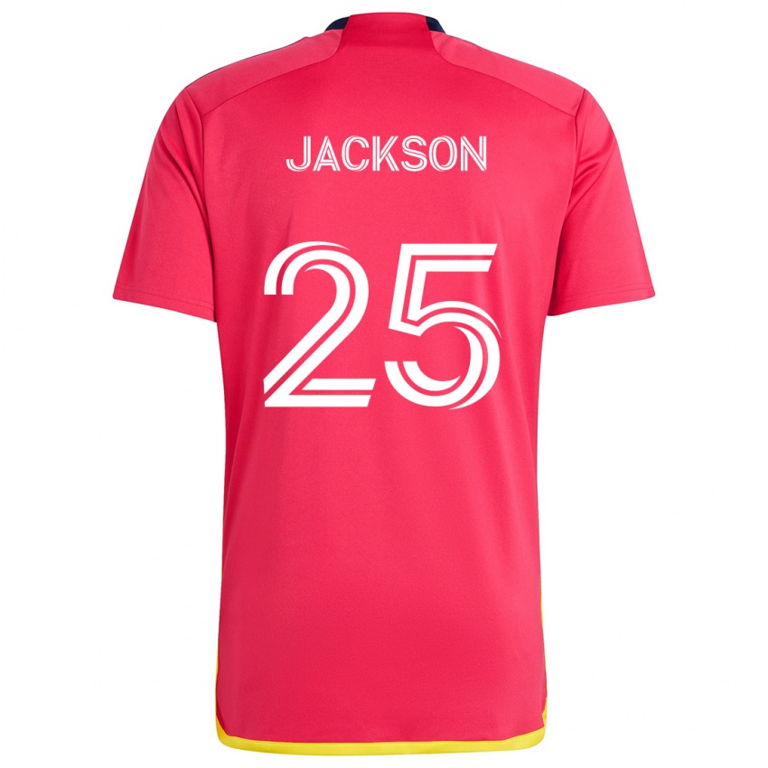 Uomo Maglia Aziel Jackson #25 Rosso Blu Kit Gara Home 2024/25 Maglietta