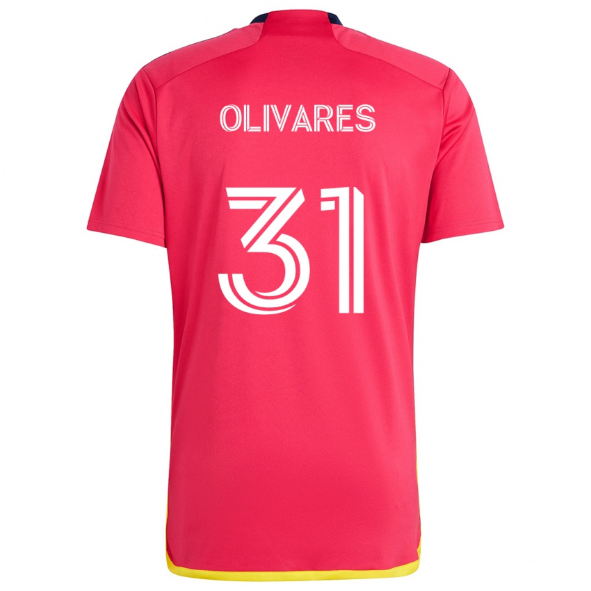 Uomo Maglia Christian Olivares #31 Rosso Blu Kit Gara Home 2024/25 Maglietta