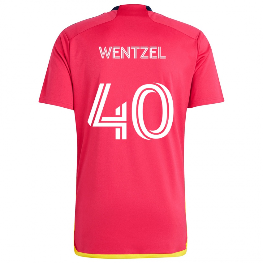 Uomo Maglia Michael Wentzel #40 Rosso Blu Kit Gara Home 2024/25 Maglietta