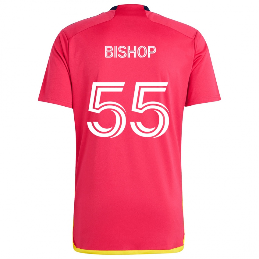 Uomo Maglia Nick Bishop #55 Rosso Blu Kit Gara Home 2024/25 Maglietta