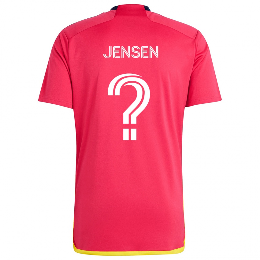 Uomo Maglia Isak Jensen #0 Rosso Blu Kit Gara Home 2024/25 Maglietta