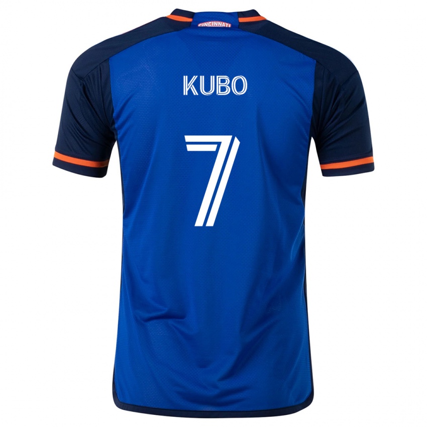 Uomo Maglia Yuya Kubo #7 Blu Bianco Kit Gara Home 2024/25 Maglietta