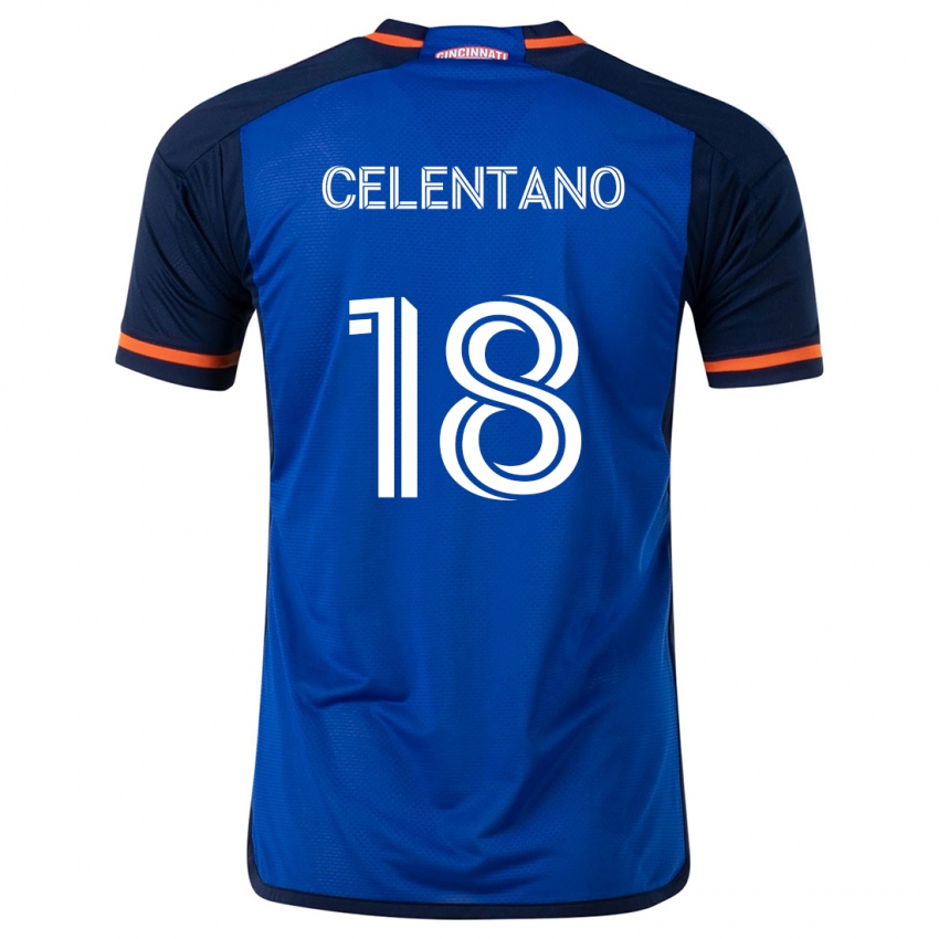 Uomo Maglia Roman Celentano #18 Blu Bianco Kit Gara Home 2024/25 Maglietta