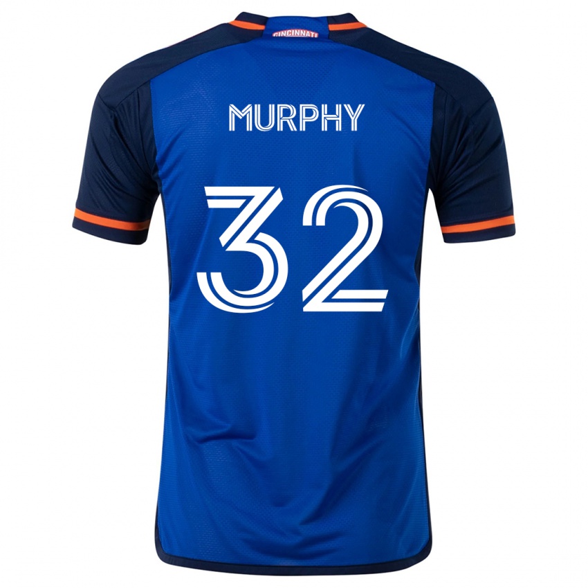 Uomo Maglia Ian Murphy #32 Blu Bianco Kit Gara Home 2024/25 Maglietta