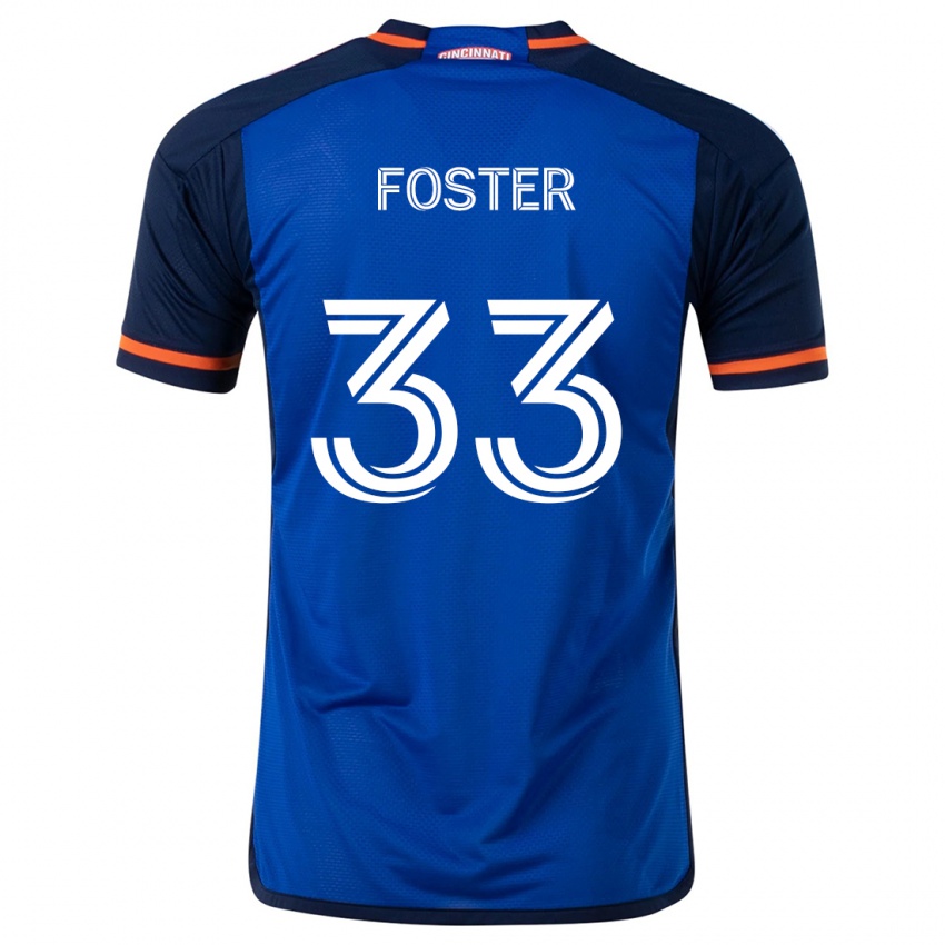 Uomo Maglia Isaiah Foster #33 Blu Bianco Kit Gara Home 2024/25 Maglietta