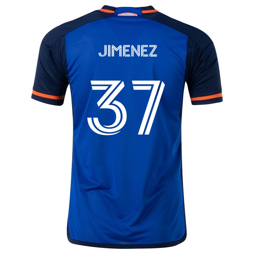 Uomo Maglia Stiven Jimenez #37 Blu Bianco Kit Gara Home 2024/25 Maglietta