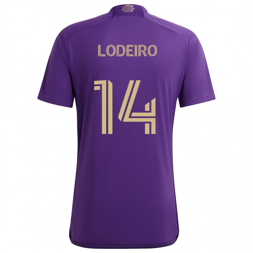 Uomo Maglia Nicolás Lodeiro #14 Viola Giallo Kit Gara Home 2024/25 Maglietta