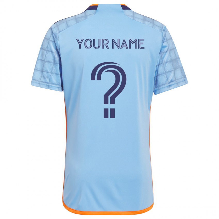 Uomo Maglia Il Tuo Nome #0 Blu Arancione Kit Gara Home 2024/25 Maglietta