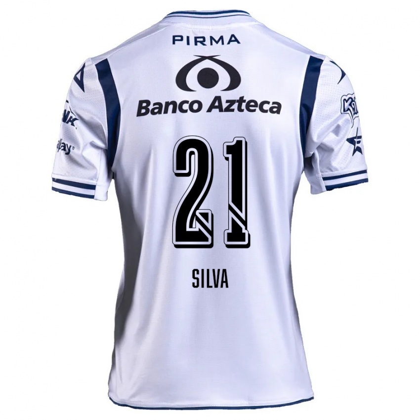 Uomo Maglia Gastón Silva #21 Bianco Blu Navy Kit Gara Home 2024/25 Maglietta