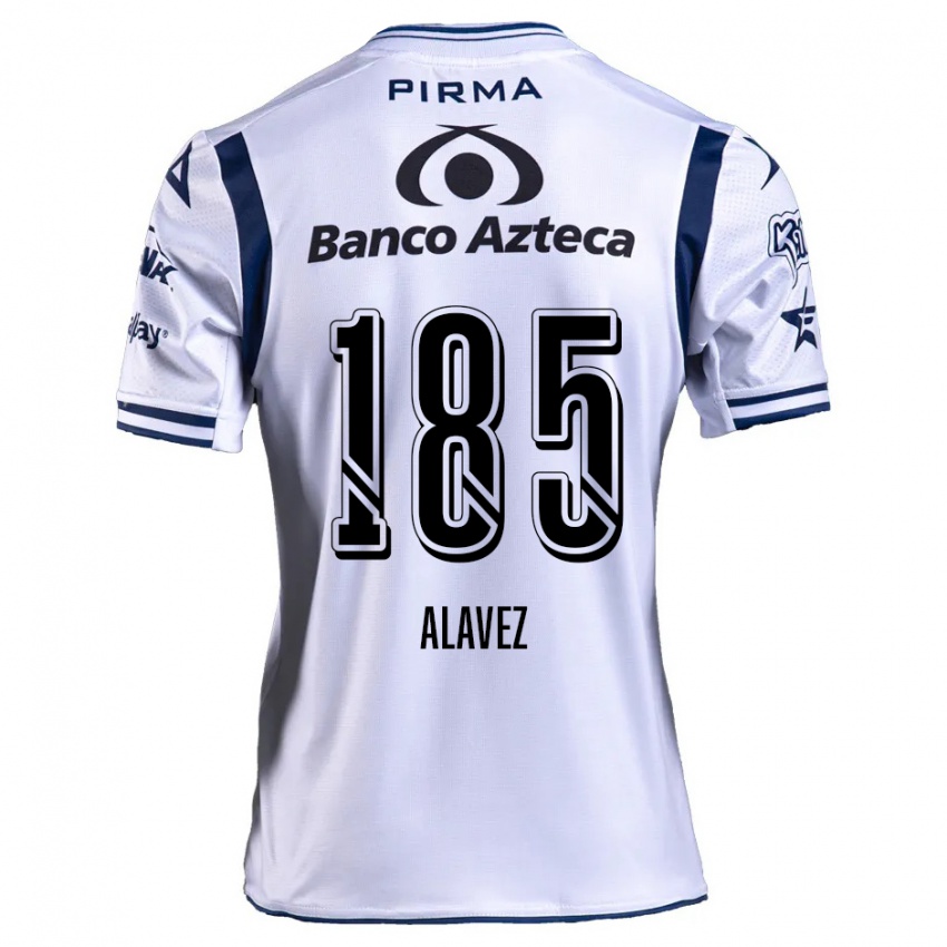 Uomo Maglia Brian Alavez #185 Bianco Blu Navy Kit Gara Home 2024/25 Maglietta