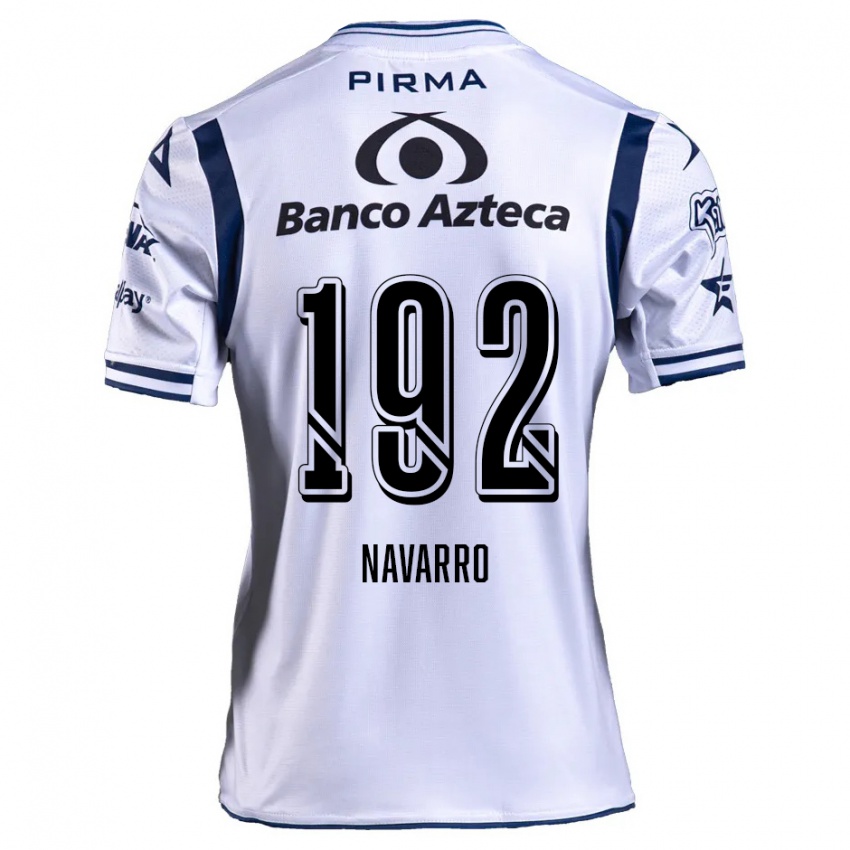 Uomo Maglia Eduardo Navarro #192 Bianco Blu Navy Kit Gara Home 2024/25 Maglietta