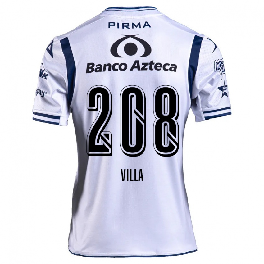 Uomo Maglia Patrick Villa #208 Bianco Blu Navy Kit Gara Home 2024/25 Maglietta