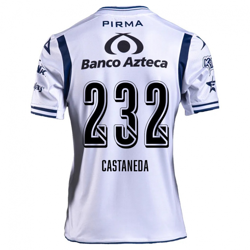 Uomo Maglia Ángel Castañeda #232 Bianco Blu Navy Kit Gara Home 2024/25 Maglietta