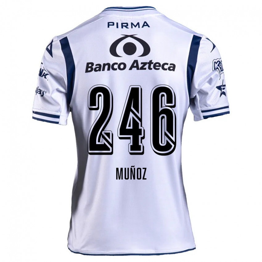 Uomo Maglia Zamier Muñoz #246 Bianco Blu Navy Kit Gara Home 2024/25 Maglietta