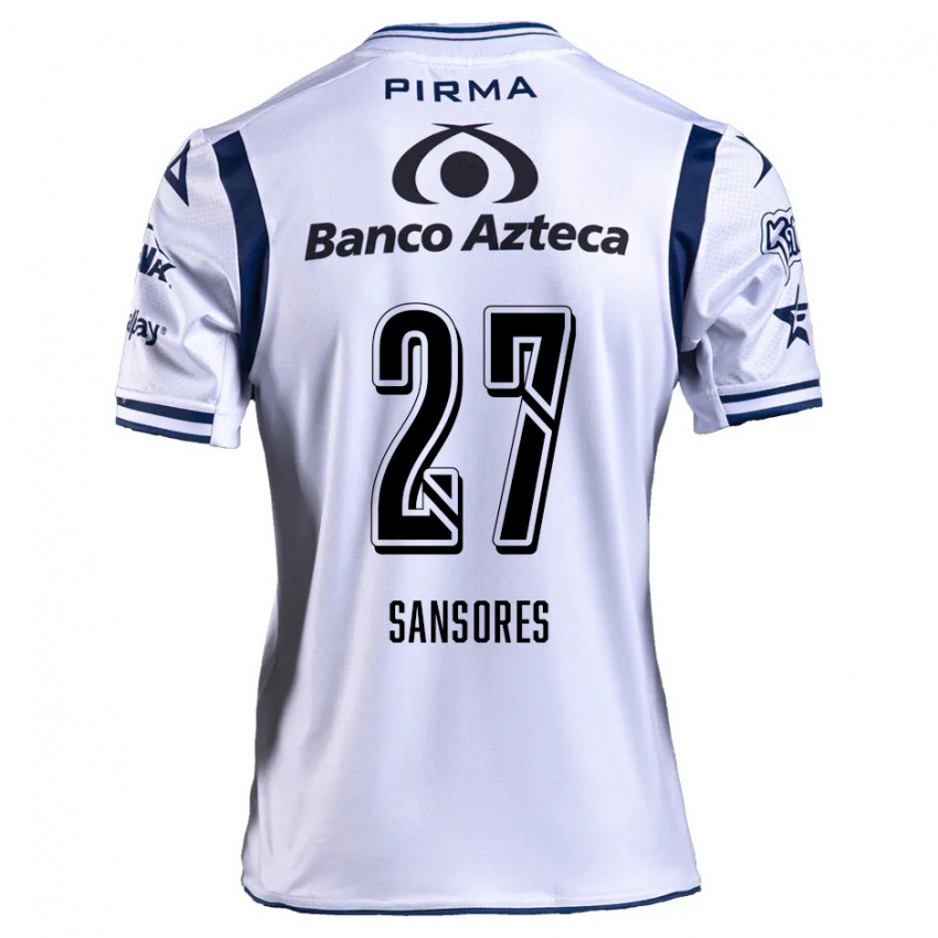 Uomo Maglia Miguel Sansores #27 Bianco Blu Navy Kit Gara Home 2024/25 Maglietta