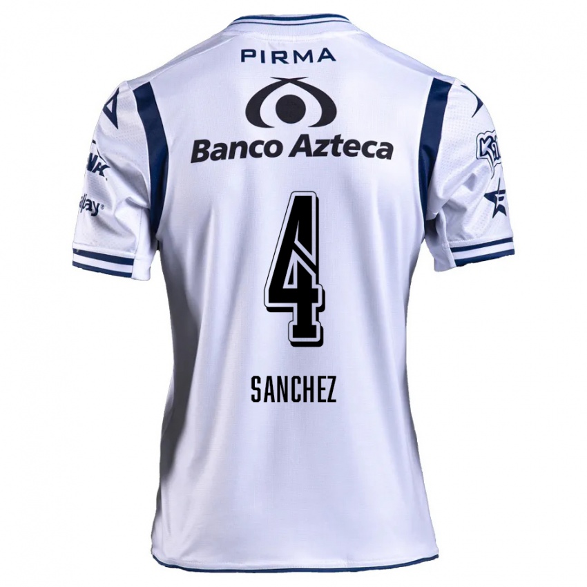 Uomo Maglia Liliana Sánchez #4 Bianco Blu Navy Kit Gara Home 2024/25 Maglietta