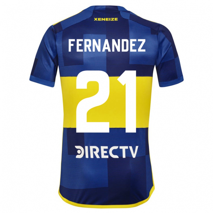 Uomo Maglia Ezequiel Fernandez #21 Blu Giallo Kit Gara Home 2024/25 Maglietta