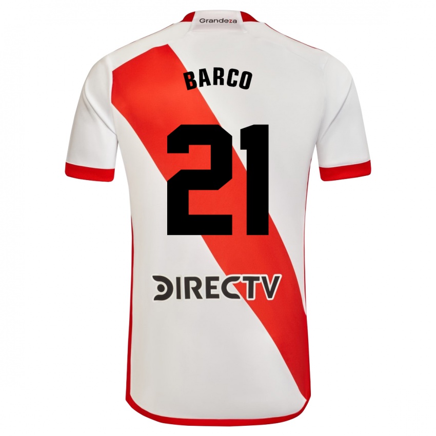 Uomo Maglia Esequiel Barco #21 Bianco Rosso Kit Gara Home 2024/25 Maglietta