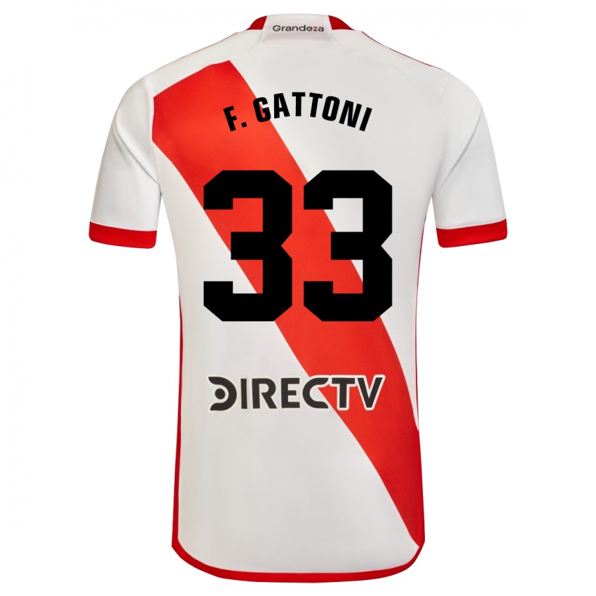 Uomo Maglia Federico Gattoni #33 Bianco Rosso Kit Gara Home 2024/25 Maglietta