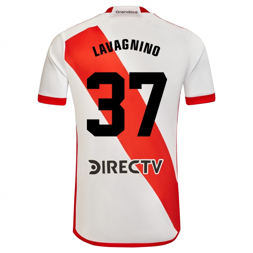 Uomo Maglia Lucas Lavagnino #37 Bianco Rosso Kit Gara Home 2024/25 Maglietta