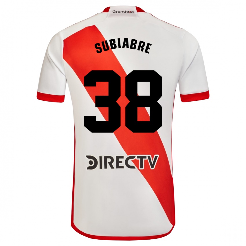 Uomo Maglia Ian Subiabre #38 Bianco Rosso Kit Gara Home 2024/25 Maglietta