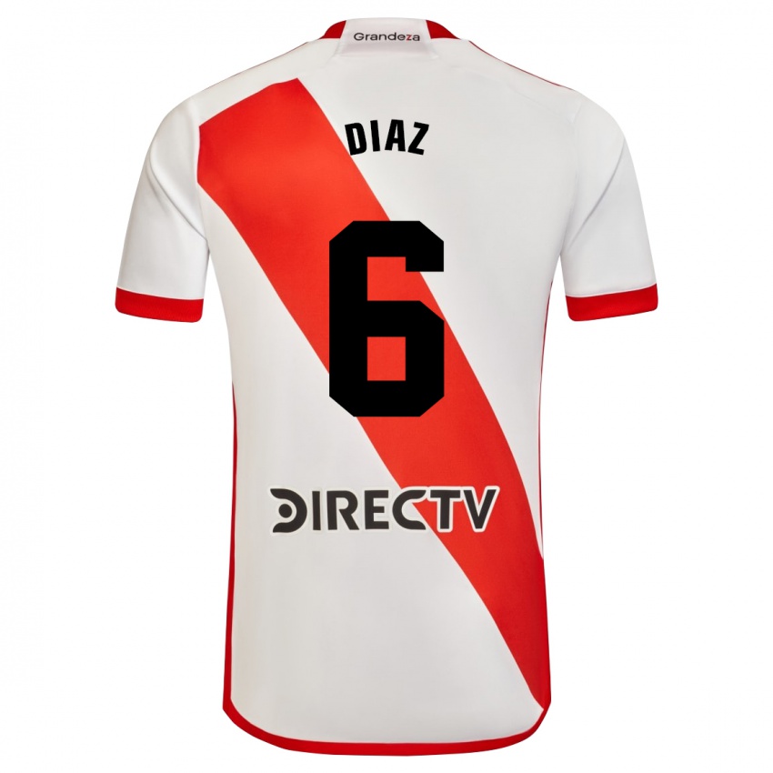 Uomo Maglia Milagros Díaz #6 Bianco Rosso Kit Gara Home 2024/25 Maglietta