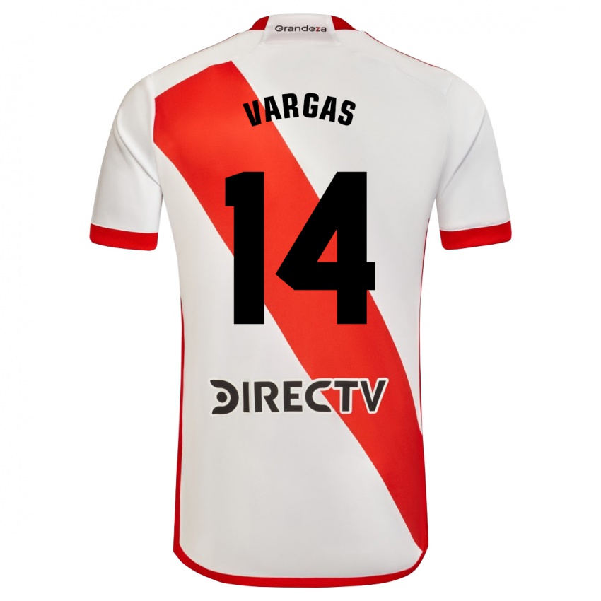 Uomo Maglia Agustina Vargas #14 Bianco Rosso Kit Gara Home 2024/25 Maglietta