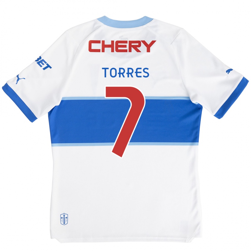 Uomo Maglia Joaquín Torres #7 Bianco Blu Kit Gara Home 2024/25 Maglietta