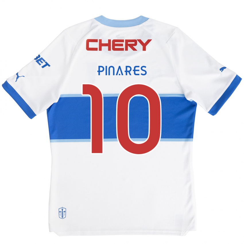 Uomo Maglia Cesar Pinares #10 Bianco Blu Kit Gara Home 2024/25 Maglietta