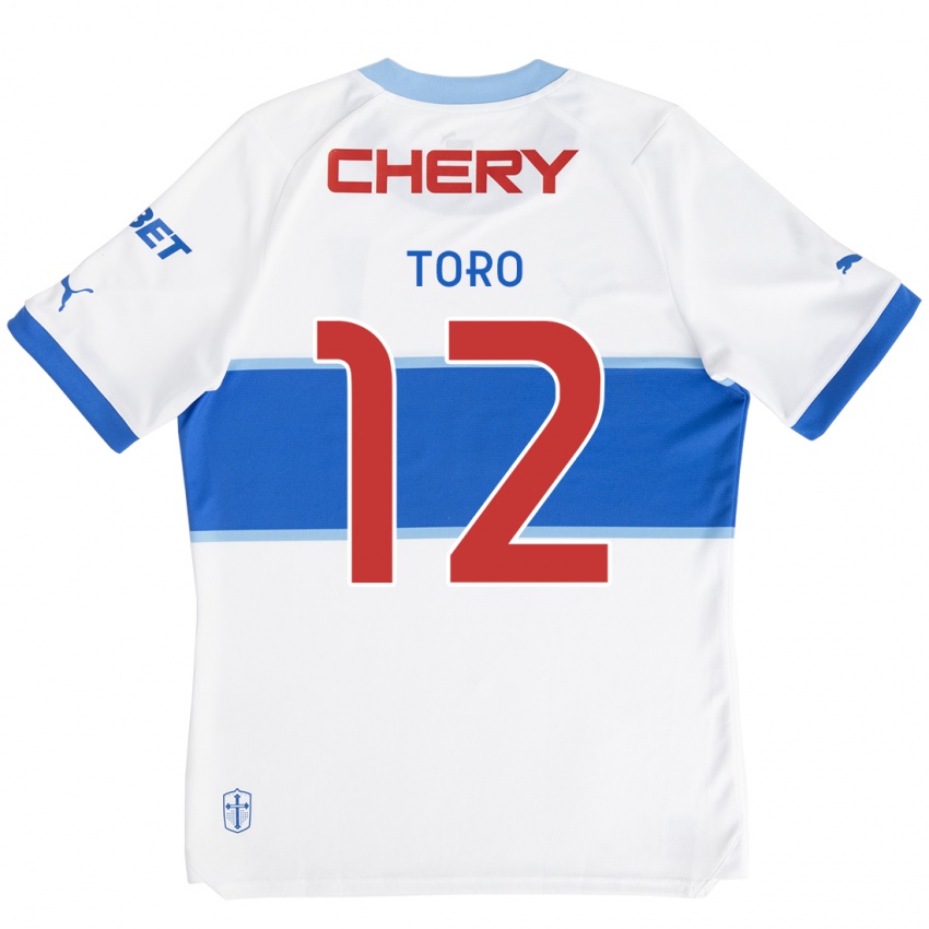 Uomo Maglia Ian Toro #12 Bianco Blu Kit Gara Home 2024/25 Maglietta