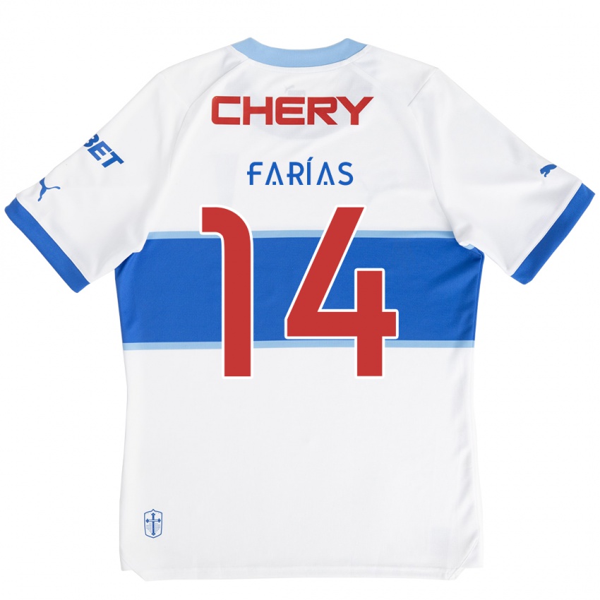 Uomo Maglia Agustín Farías #14 Bianco Blu Kit Gara Home 2024/25 Maglietta