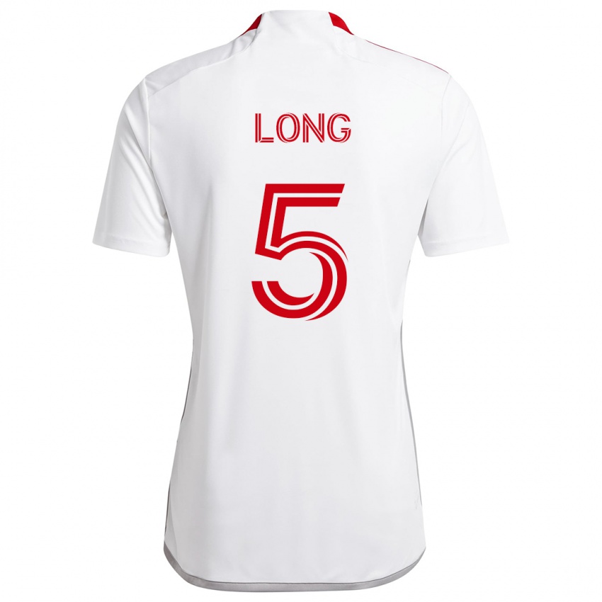 Uomo Maglia Kevin Long #5 Bianco Rosso Kit Gara Away 2024/25 Maglietta