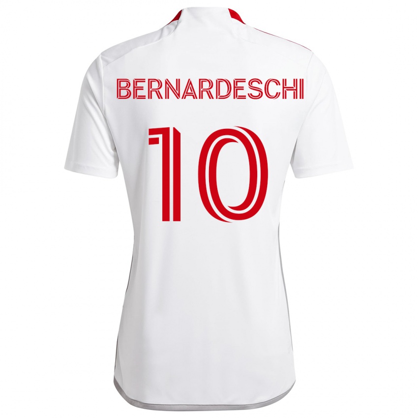 Uomo Maglia Federico Bernardeschi #10 Bianco Rosso Kit Gara Away 2024/25 Maglietta