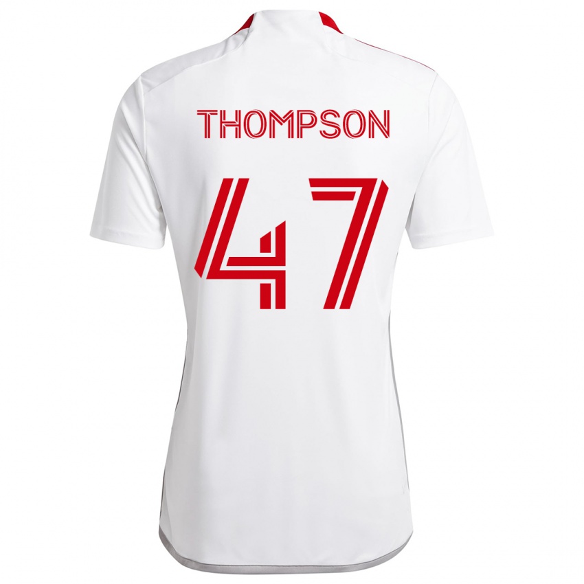 Uomo Maglia Kosi Thompson #47 Bianco Rosso Kit Gara Away 2024/25 Maglietta