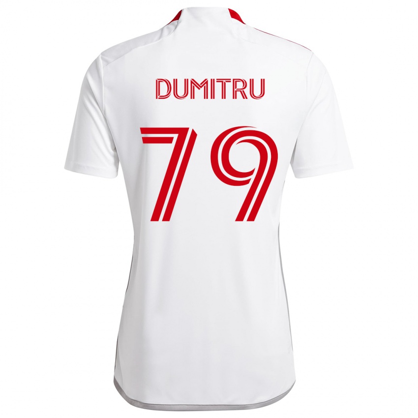 Uomo Maglia Andrei Dumitru #79 Bianco Rosso Kit Gara Away 2024/25 Maglietta