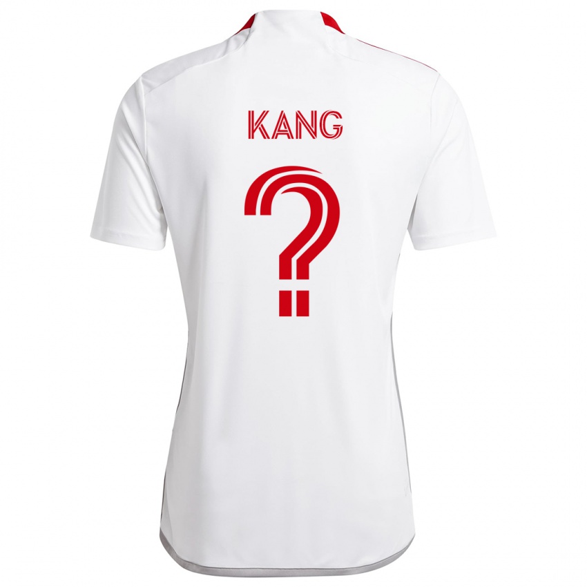 Uomo Maglia Ethan Kang #0 Bianco Rosso Kit Gara Away 2024/25 Maglietta