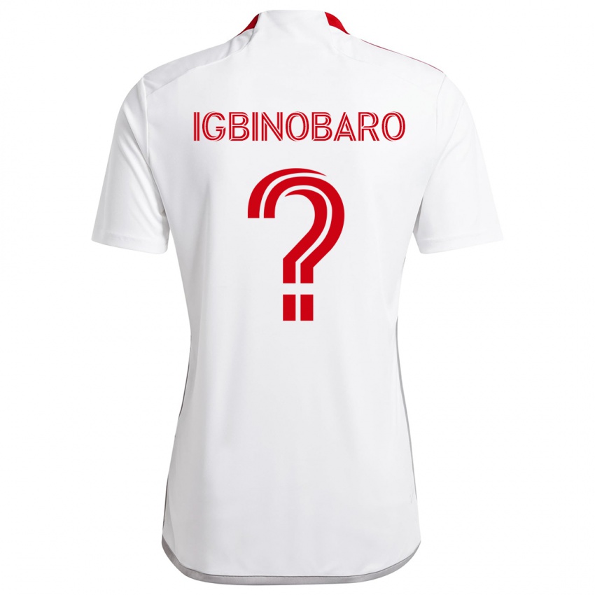 Uomo Maglia Philip Igbinobaro #0 Bianco Rosso Kit Gara Away 2024/25 Maglietta