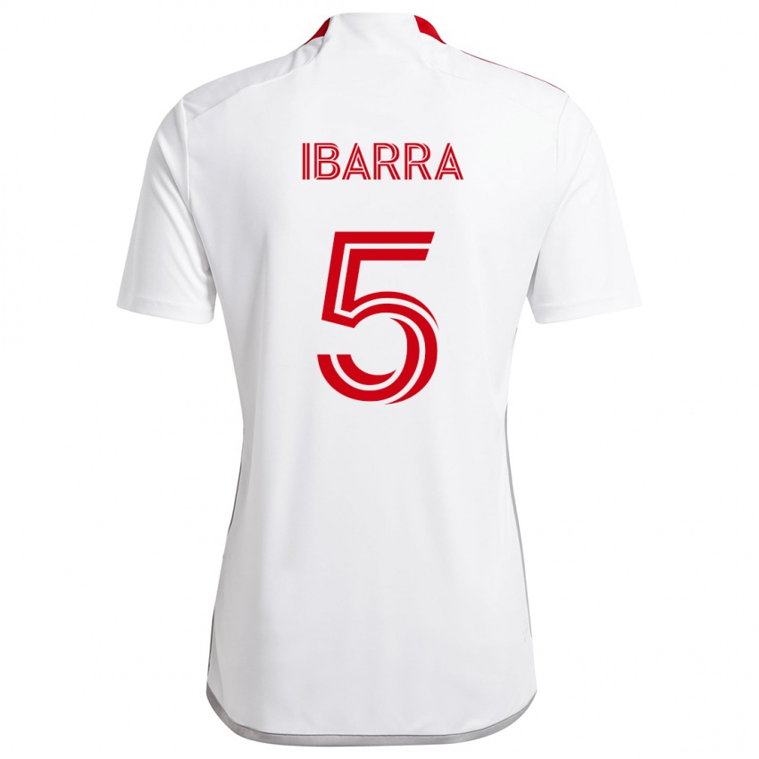 Uomo Maglia Franco Ibarra #5 Bianco Rosso Kit Gara Away 2024/25 Maglietta