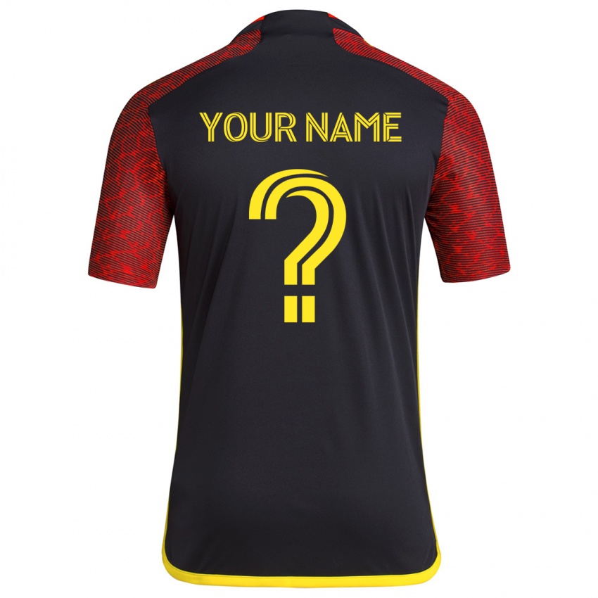 Uomo Maglia Il Tuo Nome #0 Rosso Nero Kit Gara Away 2024/25 Maglietta