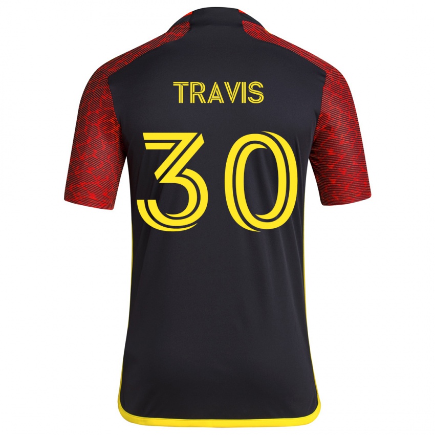 Uomo Maglia Riley Travis #30 Rosso Nero Kit Gara Away 2024/25 Maglietta