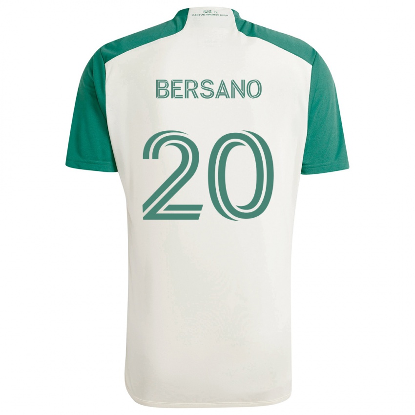 Uomo Maglia Matt Bersano #20 Colori Marrone Chiaro Verde Kit Gara Away 2024/25 Maglietta