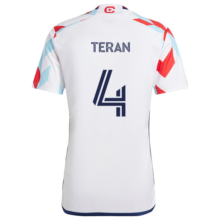 Uomo Maglia Carlos Terán #4 Bianco Rosso Blu Kit Gara Away 2024/25 Maglietta