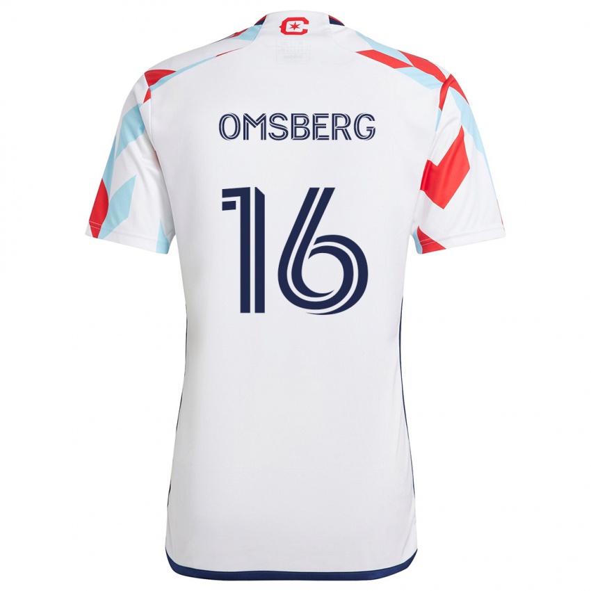 Uomo Maglia Wyatt Omsberg #16 Bianco Rosso Blu Kit Gara Away 2024/25 Maglietta