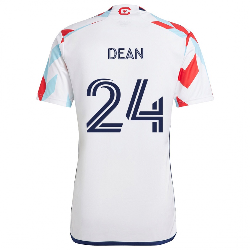 Uomo Maglia Jonathan Dean #24 Bianco Rosso Blu Kit Gara Away 2024/25 Maglietta