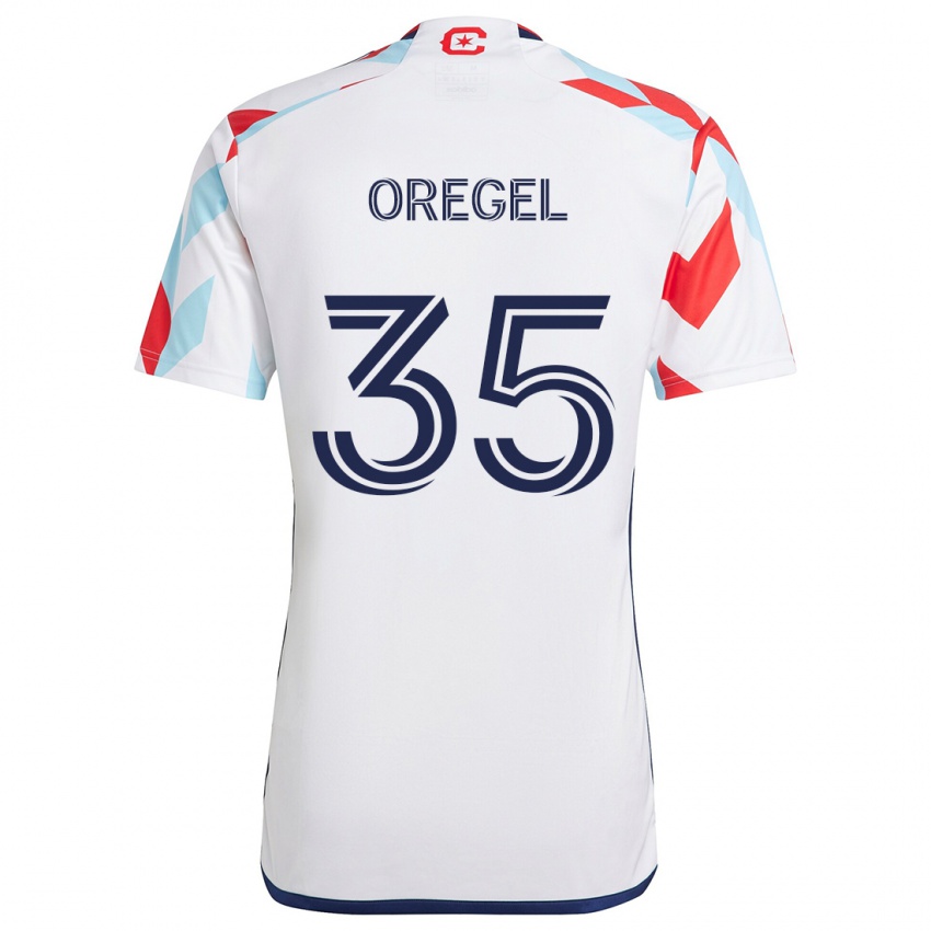 Uomo Maglia Sergio Oregel #35 Bianco Rosso Blu Kit Gara Away 2024/25 Maglietta