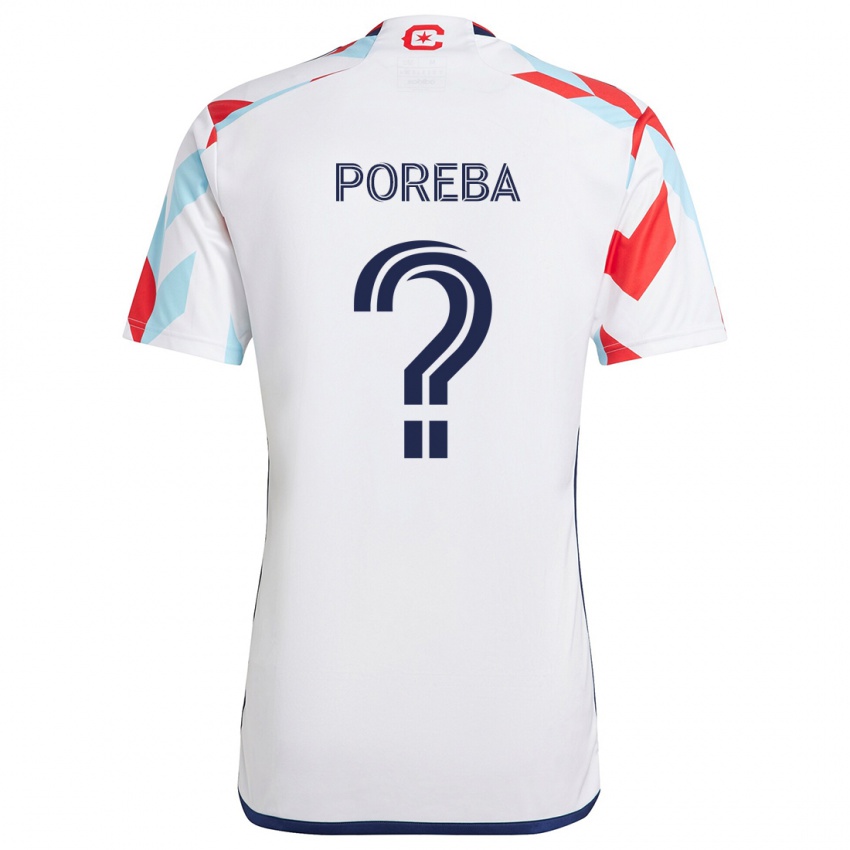 Uomo Maglia David Poreba #0 Bianco Rosso Blu Kit Gara Away 2024/25 Maglietta