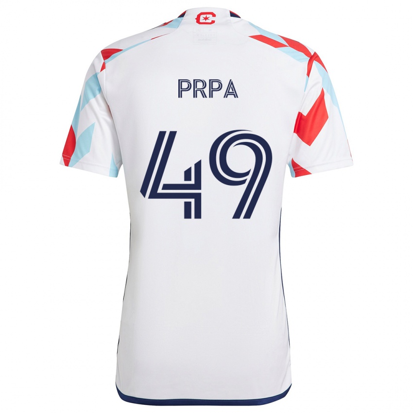 Uomo Maglia Luka Prpa #49 Bianco Rosso Blu Kit Gara Away 2024/25 Maglietta