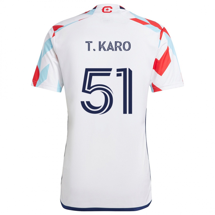 Uomo Maglia David Tchétchao Karo #51 Bianco Rosso Blu Kit Gara Away 2024/25 Maglietta