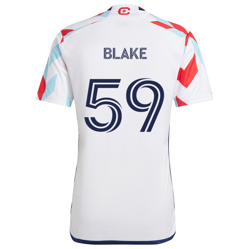 Uomo Maglia Romain Blake #59 Bianco Rosso Blu Kit Gara Away 2024/25 Maglietta